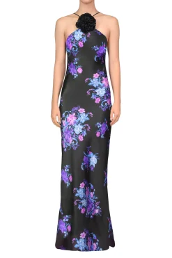 Rodarte Black Foral Gown With Silk Flower Detail Fashion