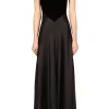 Rodarte Black Silk Satin & Velvet Dress With Tulle Detail New