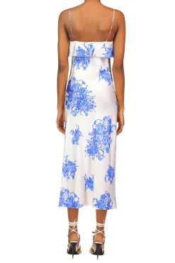Rodarte Floral Printed Silk Twill Bias Slip Dress With Ruffle And Silk Flower Detail Hot
