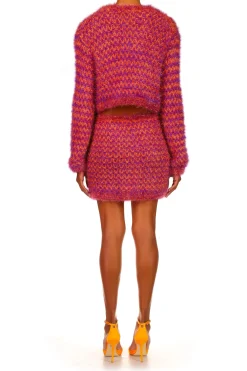 Rodarte Fuchsia And Orange Hand Knit Cardigan Cheap