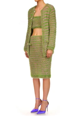 Rodarte Green And Pink Hand Knit Strapless Top Best Sale