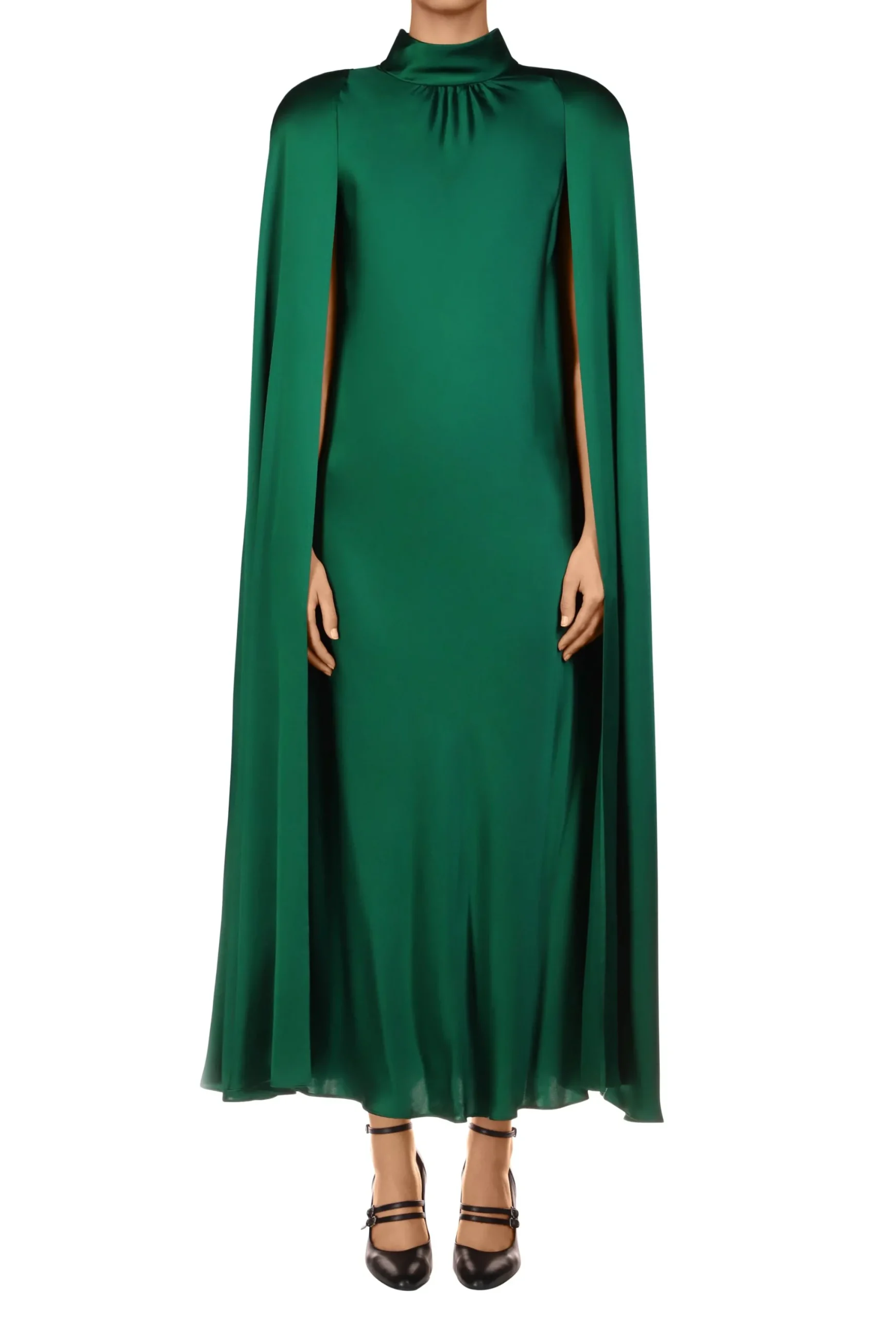 Rodarte Green Silk Satin Cape Dress Best Sale