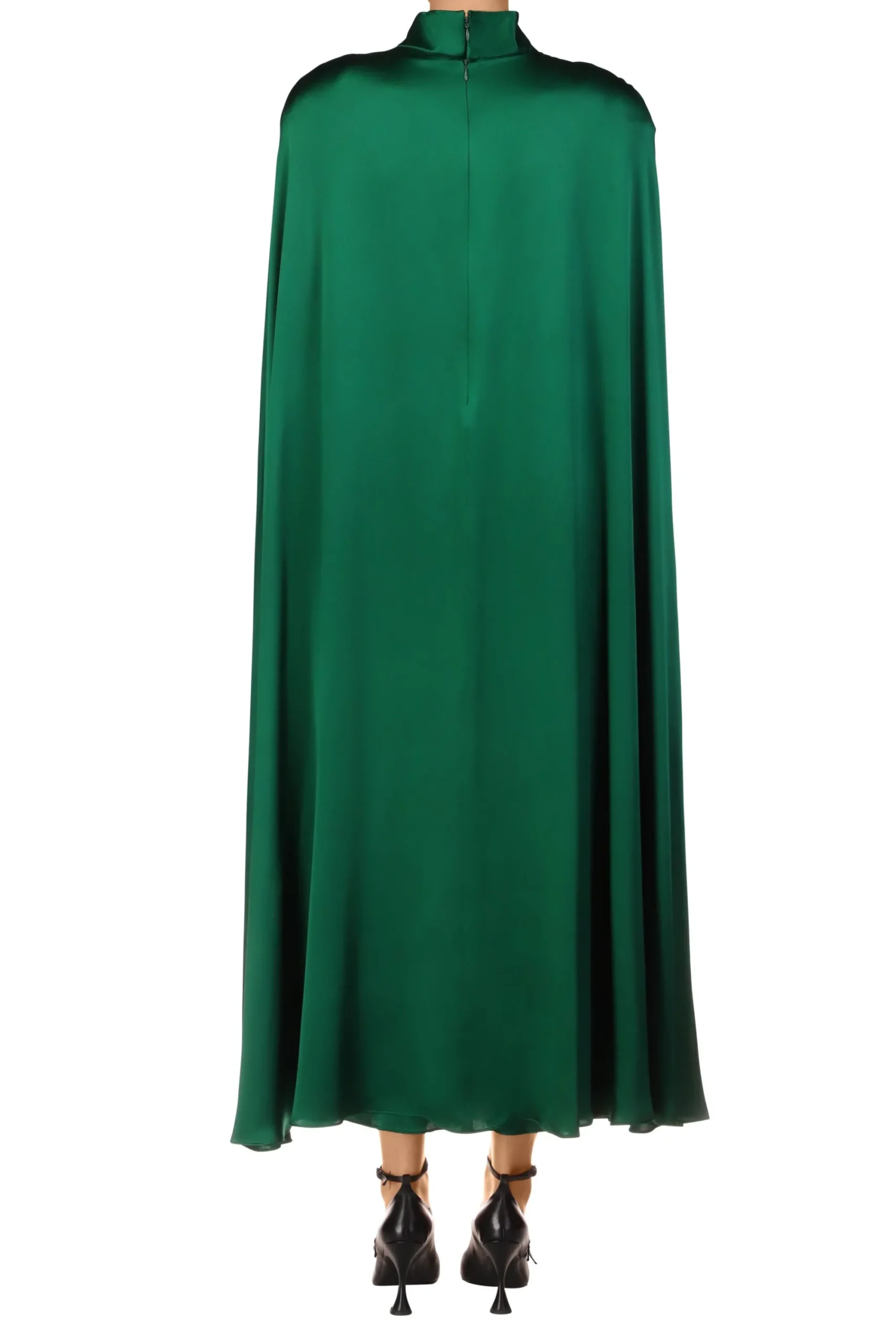 Rodarte Green Silk Satin Cape Dress Best Sale