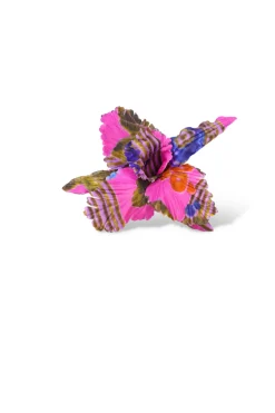 Rodarte Magenta Printed Silk Iris Flower Pin Fashion