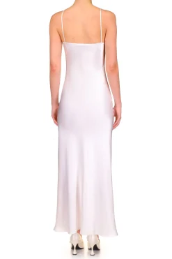 Rodarte Off White Silk Satin Halter Gown With Silk Flower Cheap