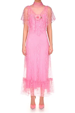Rodarte Pink Floral Lace Dress Best