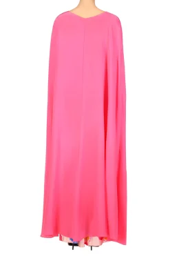 Rodarte Pink Silk Cape With Silk Flower Detail Fashion