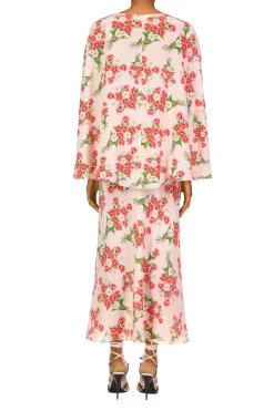 Rodarte Pink Tulip Bouquet Printed Silk Capelet With Silk Flower Detail Store