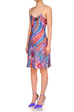 Rodarte Plum Multicolor Printed Bias Mini Slip Dress Cheap