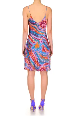 Rodarte Plum Multicolor Printed Bias Mini Slip Dress Cheap