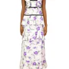 Rodarte Purple Iris Printed Silk Twill Dress With Velvet Ribbon Detail Store