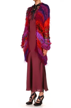 Rodarte Red And Purple Oversized Loose Hand Knit Cardigan Outlet