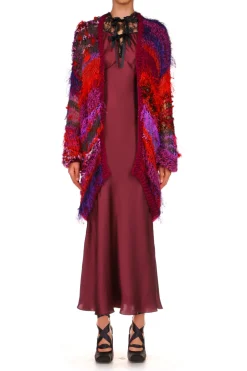 Rodarte Red And Purple Oversized Loose Hand Knit Cardigan Best
