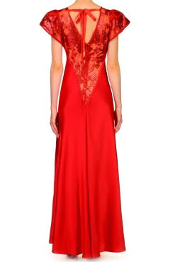 Rodarte Red Silk Satin Gown With Sequin Detail Fashion