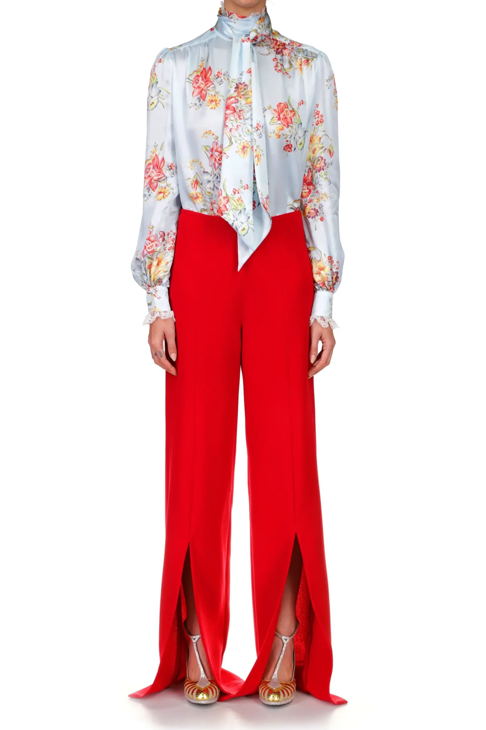 Rodarte Red Wide Leg Double Faced Wool Pant New