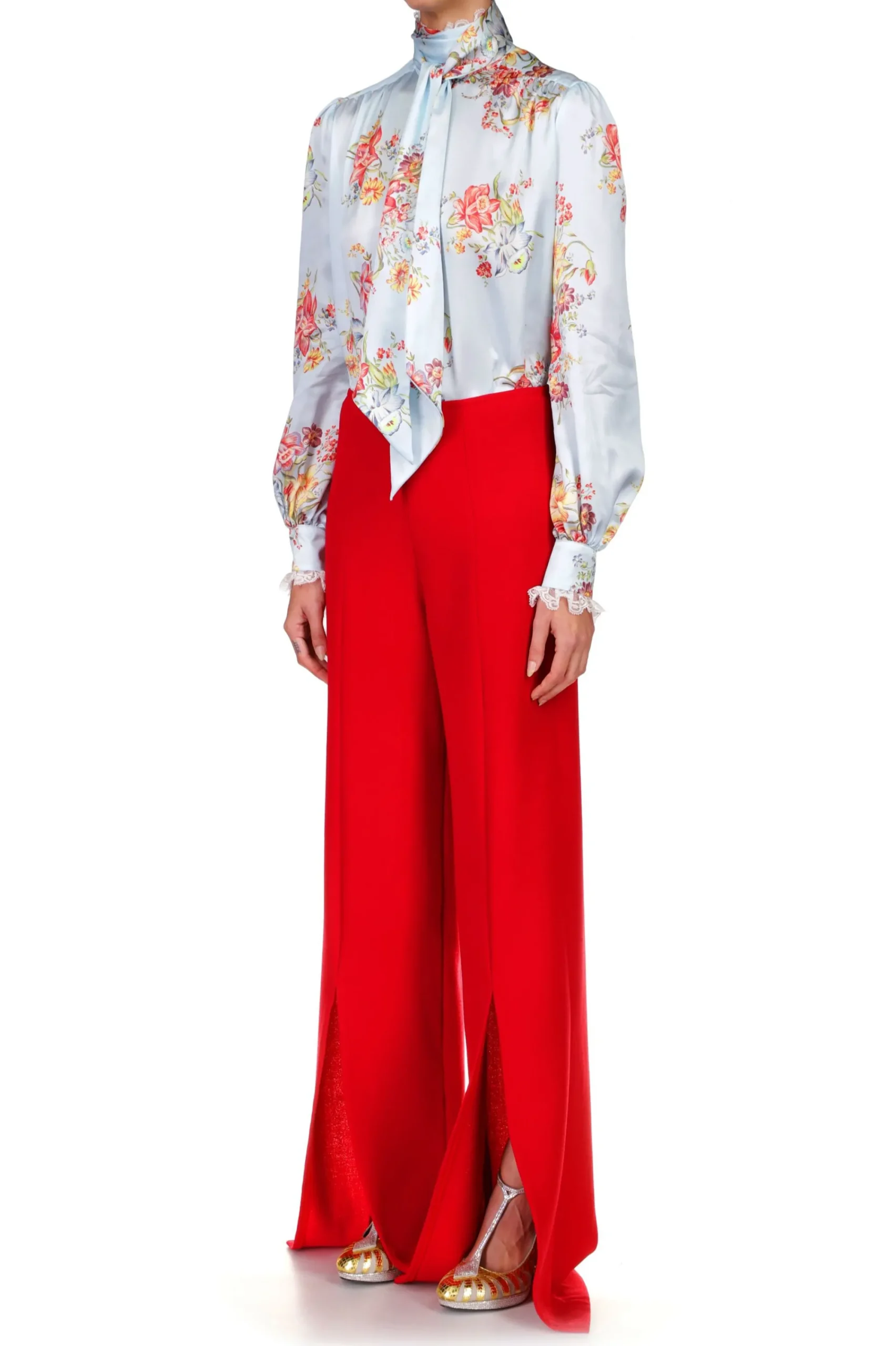 Rodarte Red Wide Leg Double Faced Wool Pant New