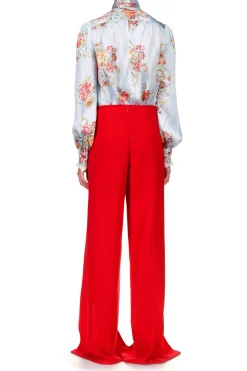 Rodarte Red Wide Leg Double Faced Wool Pant New