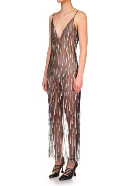 Rodarte Silver And Black Glitter Tulle Slip Dress Flash Sale