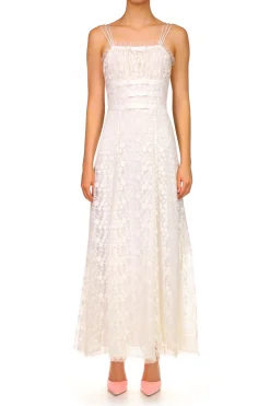 Rodarte White Daisy Lace Dress With Tulle Ruffle And Ribbon Details Outlet